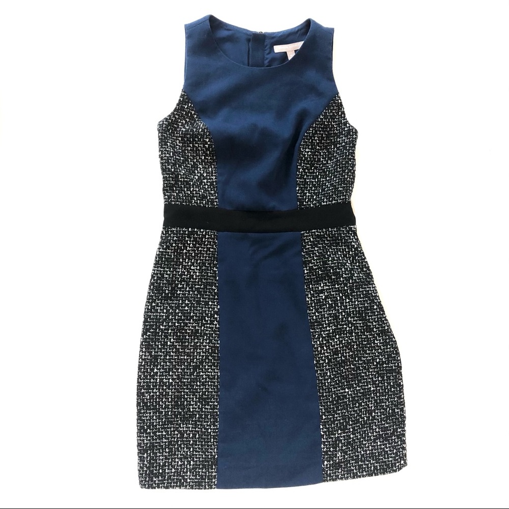 Banana Republic Petite Blue Black Tweed Dress